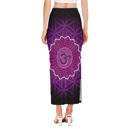 Sahasrara Chakra Spiritual Print Side Slit Maxi Skirt