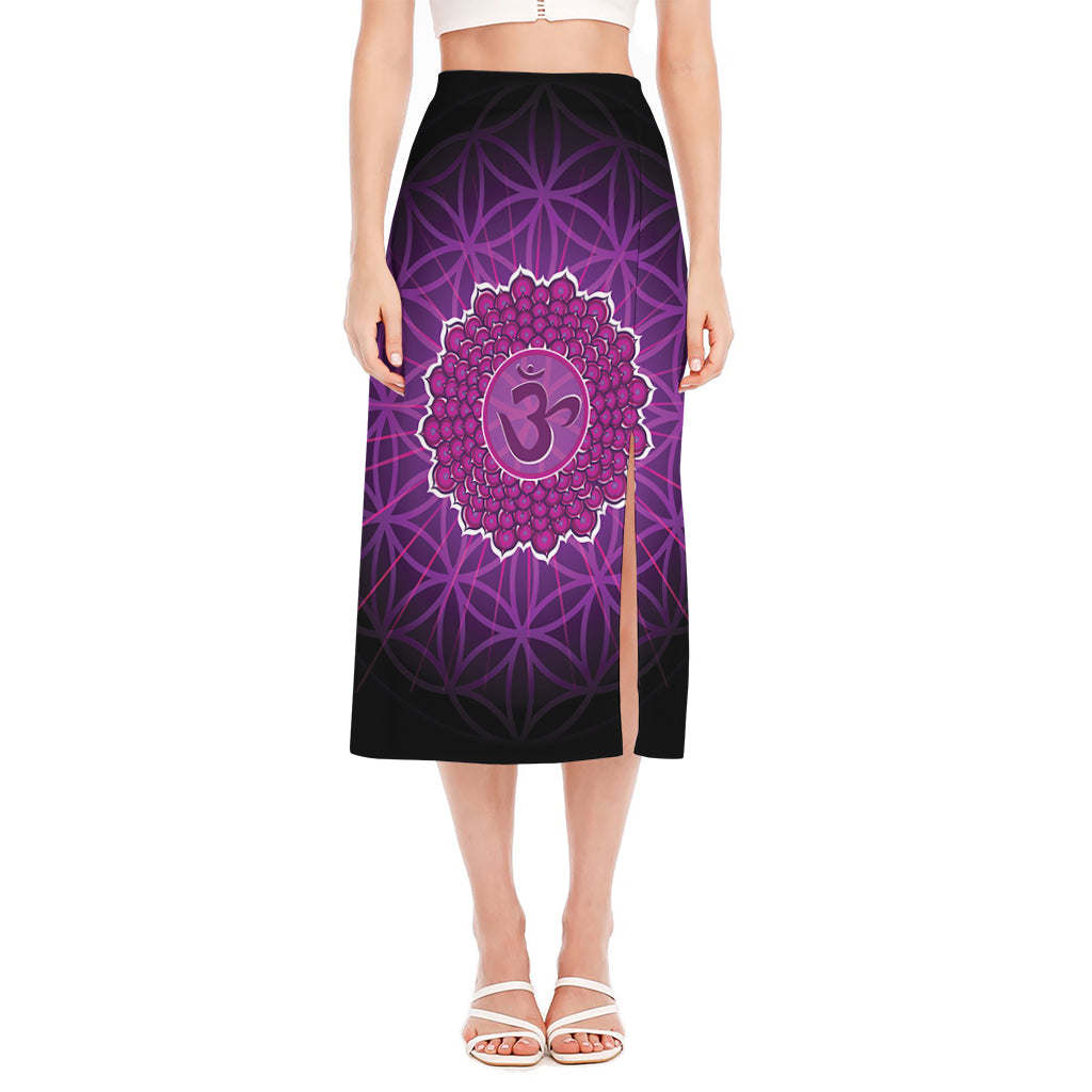 Sahasrara Chakra Spiritual Print Side Slit Midi Skirt