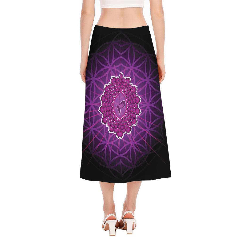 Sahasrara Chakra Spiritual Print Side Slit Midi Skirt