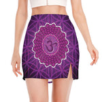 Sahasrara Chakra Spiritual Print Side Slit Mini Skirt