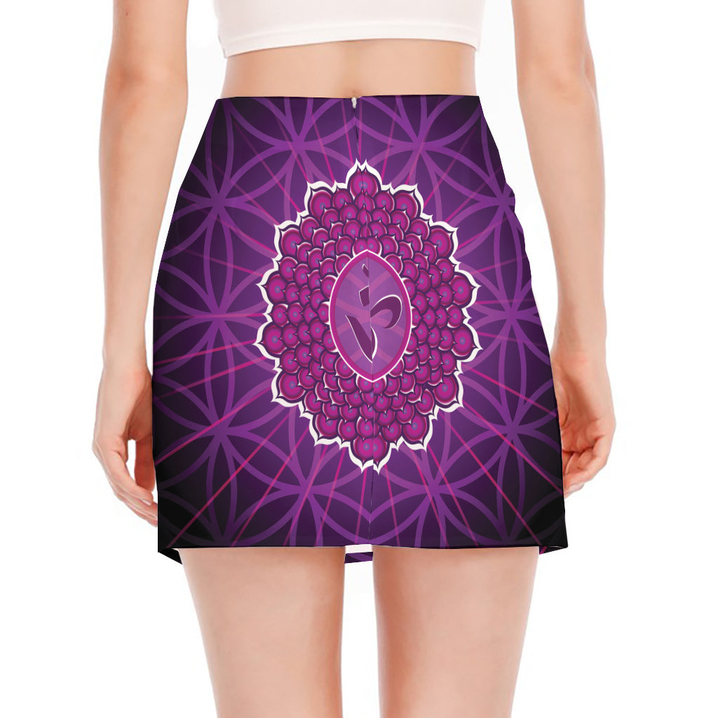 Sahasrara Chakra Spiritual Print Side Slit Mini Skirt
