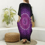 Sahasrara Chakra Spiritual Print Silk V-Neck Kaftan Dress