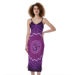 Sahasrara Chakra Spiritual Print Slim Fit Midi Cami Dress