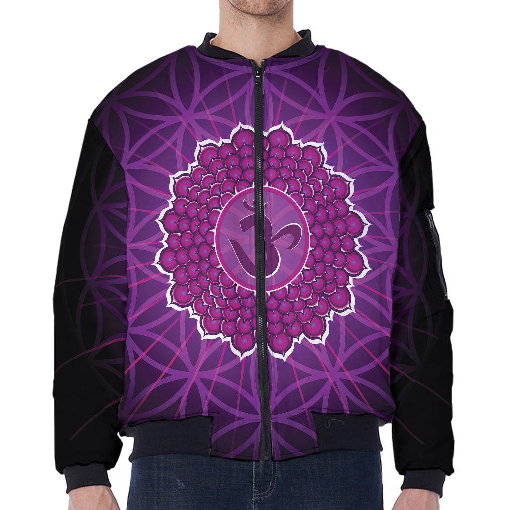 Sahasrara Chakra Spiritual Print Zip Sleeve Bomber Jacket