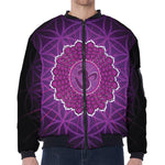 Sahasrara Chakra Spiritual Print Zip Sleeve Bomber Jacket