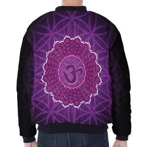 Sahasrara Chakra Spiritual Print Zip Sleeve Bomber Jacket