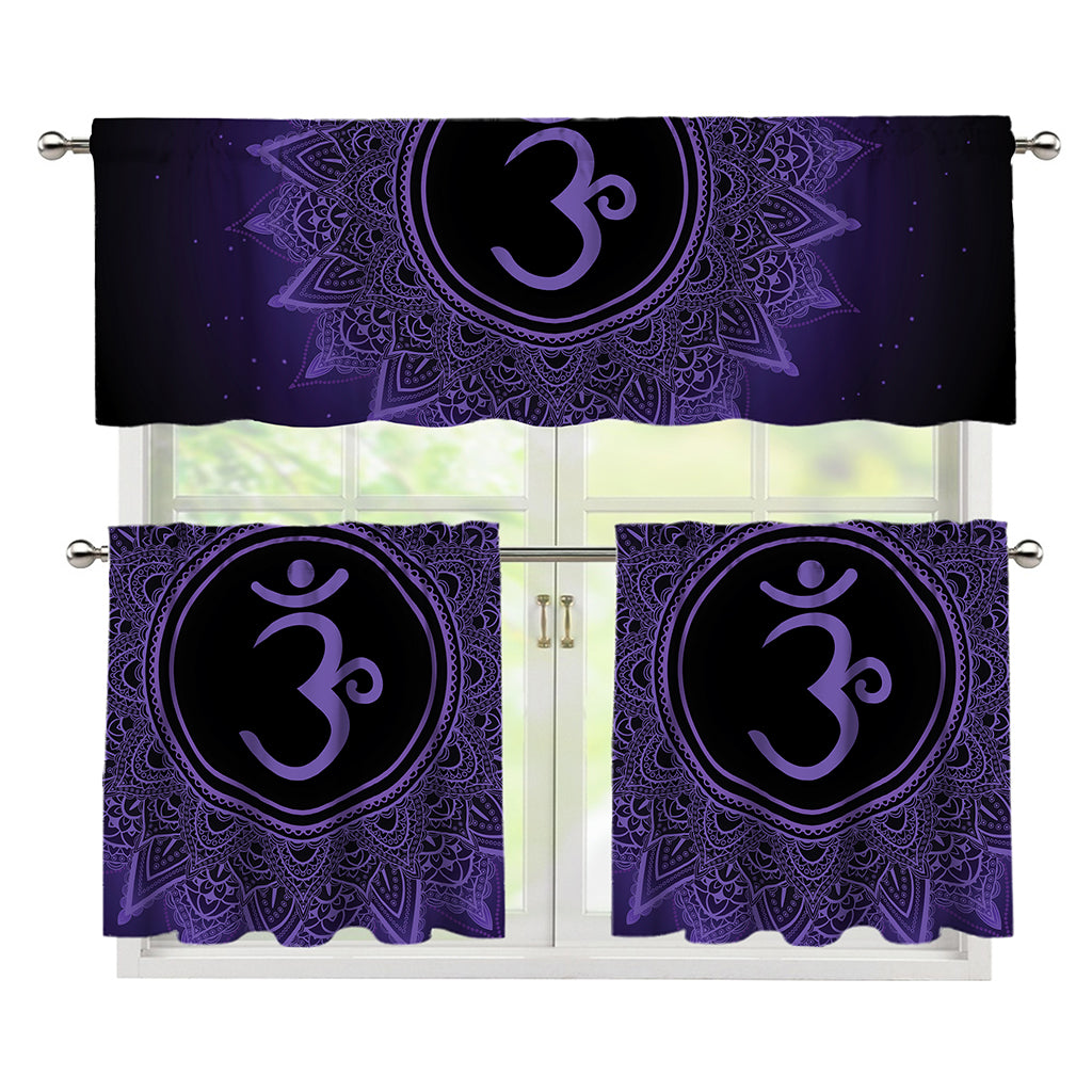 Sahasrara Chakra Symbol Print 3 Piece Kitchen Curtains