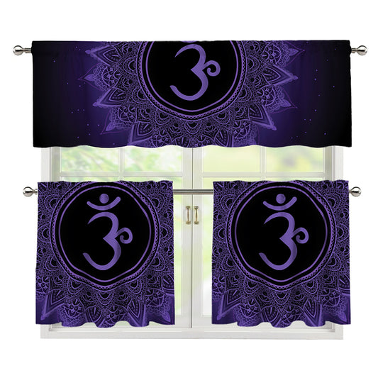 Sahasrara Chakra Symbol Print 3 Piece Kitchen Curtains