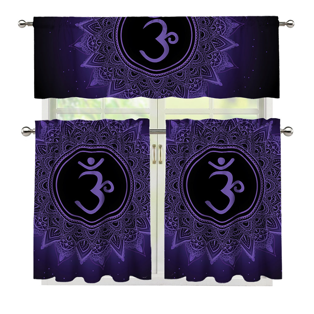 Sahasrara Chakra Symbol Print 3 Piece Kitchen Curtains