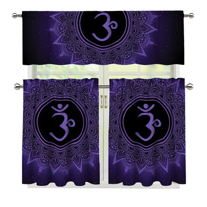 Sahasrara Chakra Symbol Print 3 Piece Kitchen Curtains