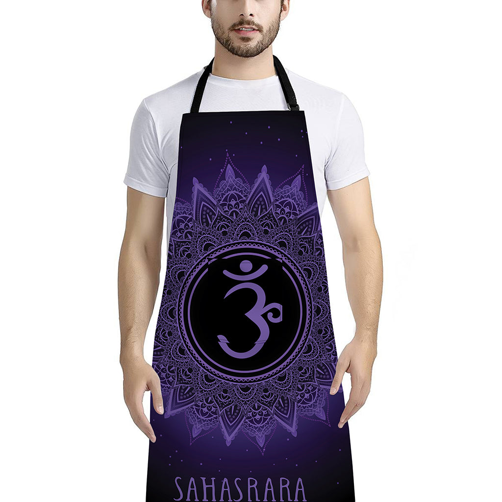Sahasrara Chakra Symbol Print Bib Apron With Pocket