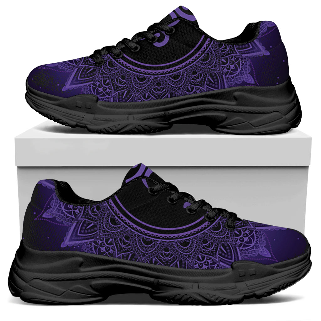 Sahasrara Chakra Symbol Print Black Chunky Shoes