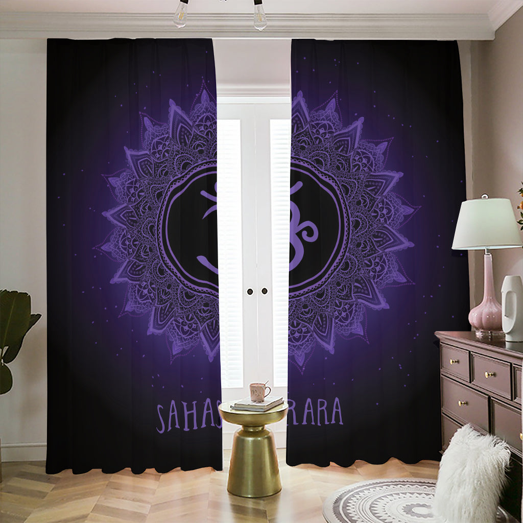 Sahasrara Chakra Symbol Print Blackout Pencil Pleat Curtains