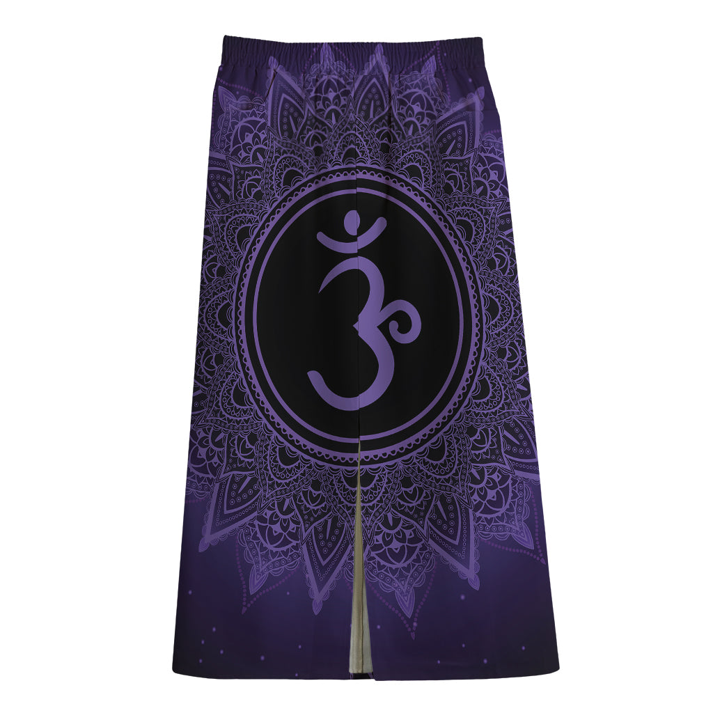 Sahasrara Chakra Symbol Print Cotton Front Slit Maxi Skirt