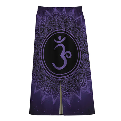 Sahasrara Chakra Symbol Print Cotton Front Slit Maxi Skirt