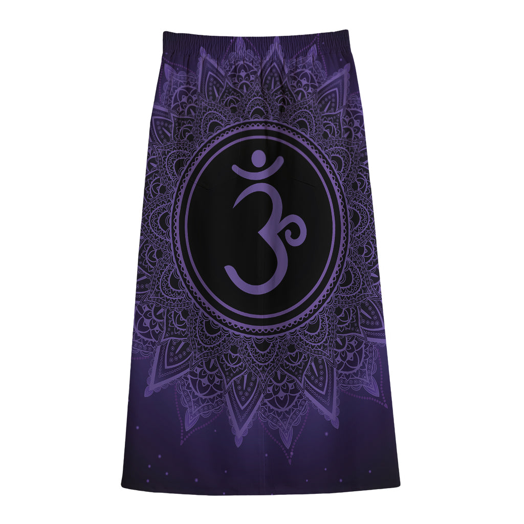Sahasrara Chakra Symbol Print Cotton Front Slit Maxi Skirt