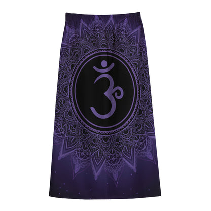 Sahasrara Chakra Symbol Print Cotton Front Slit Maxi Skirt