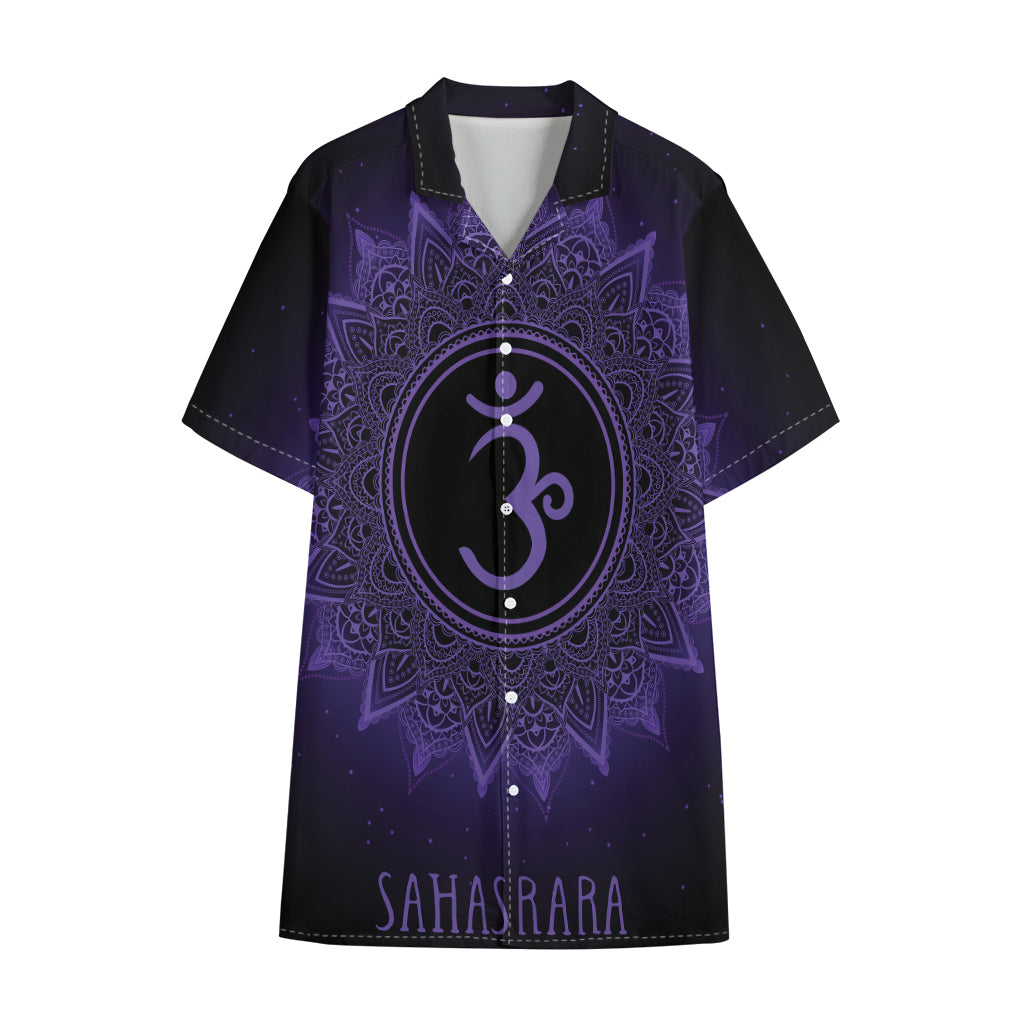 Sahasrara Chakra Symbol Print Cotton Hawaiian Shirt
