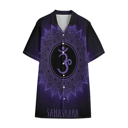 Sahasrara Chakra Symbol Print Cotton Hawaiian Shirt