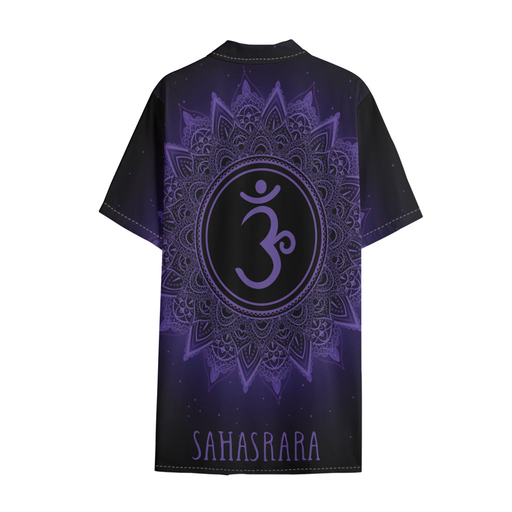 Sahasrara Chakra Symbol Print Cotton Hawaiian Shirt