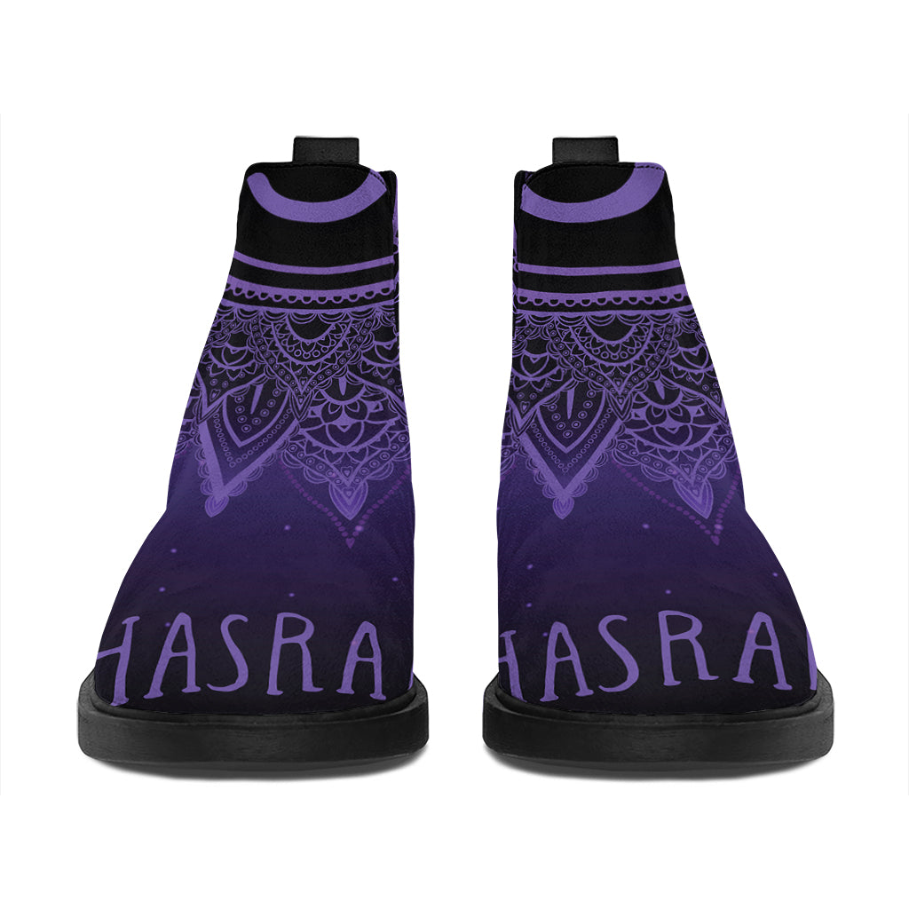 Sahasrara Chakra Symbol Print Flat Ankle Boots