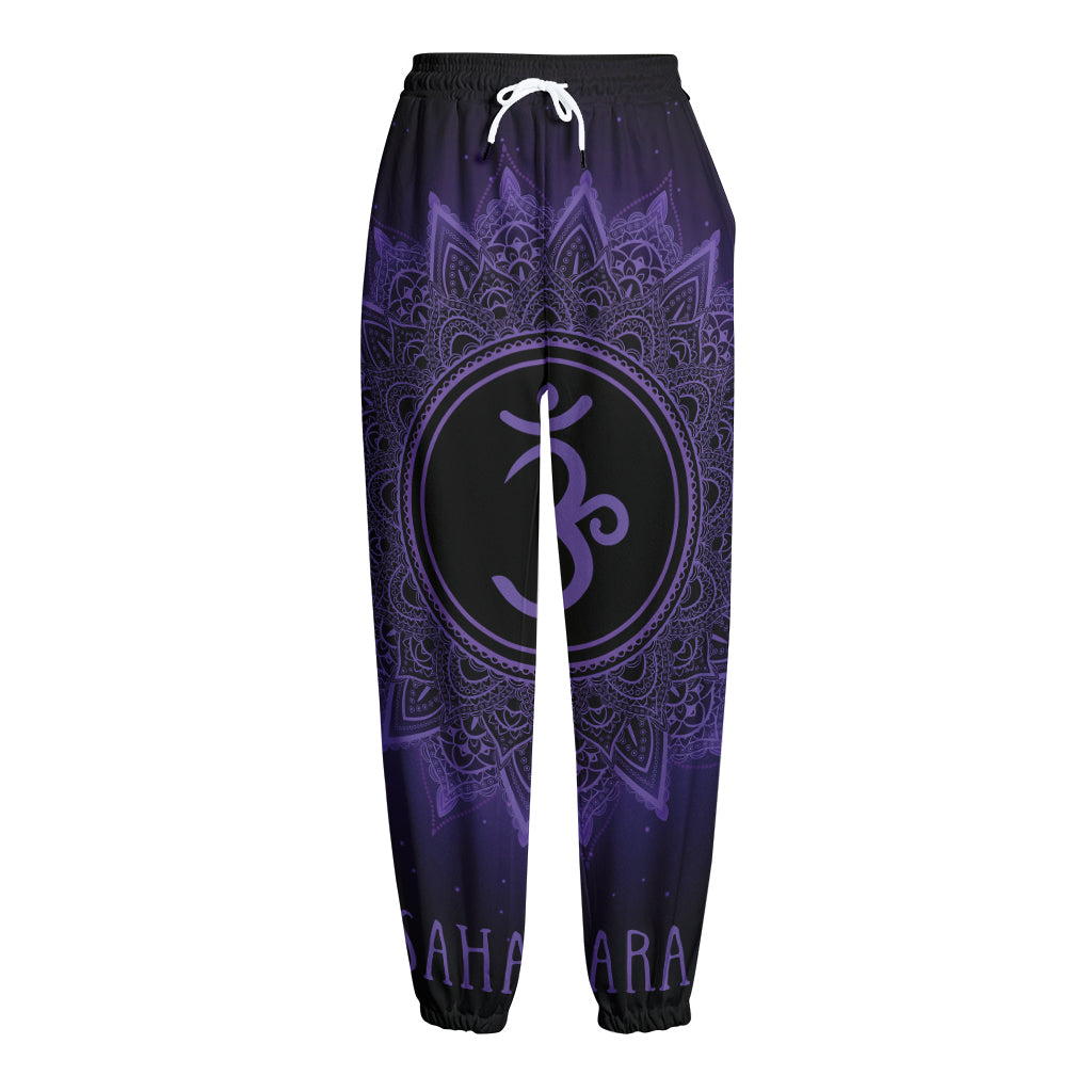 Sahasrara Chakra Symbol Print Fleece Lined Knit Pants