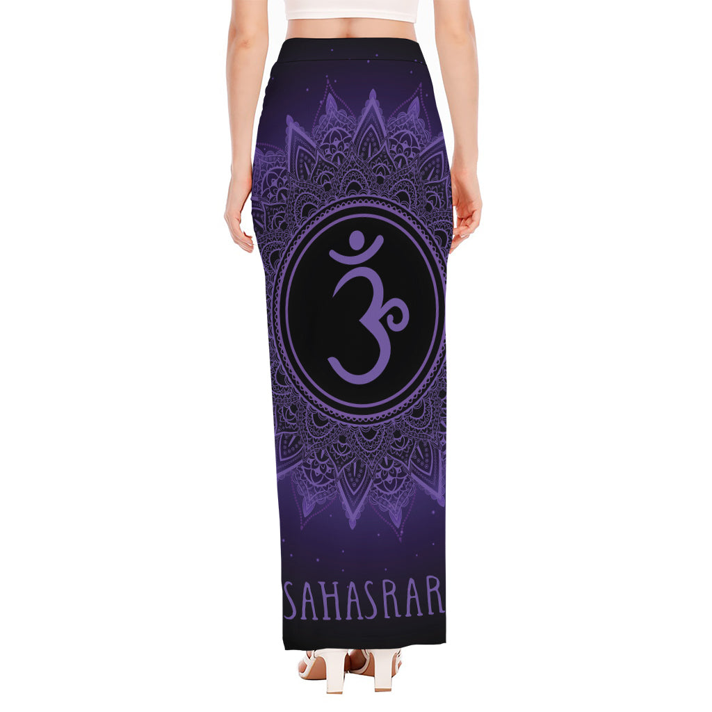 Sahasrara Chakra Symbol Print High Slit Maxi Skirt