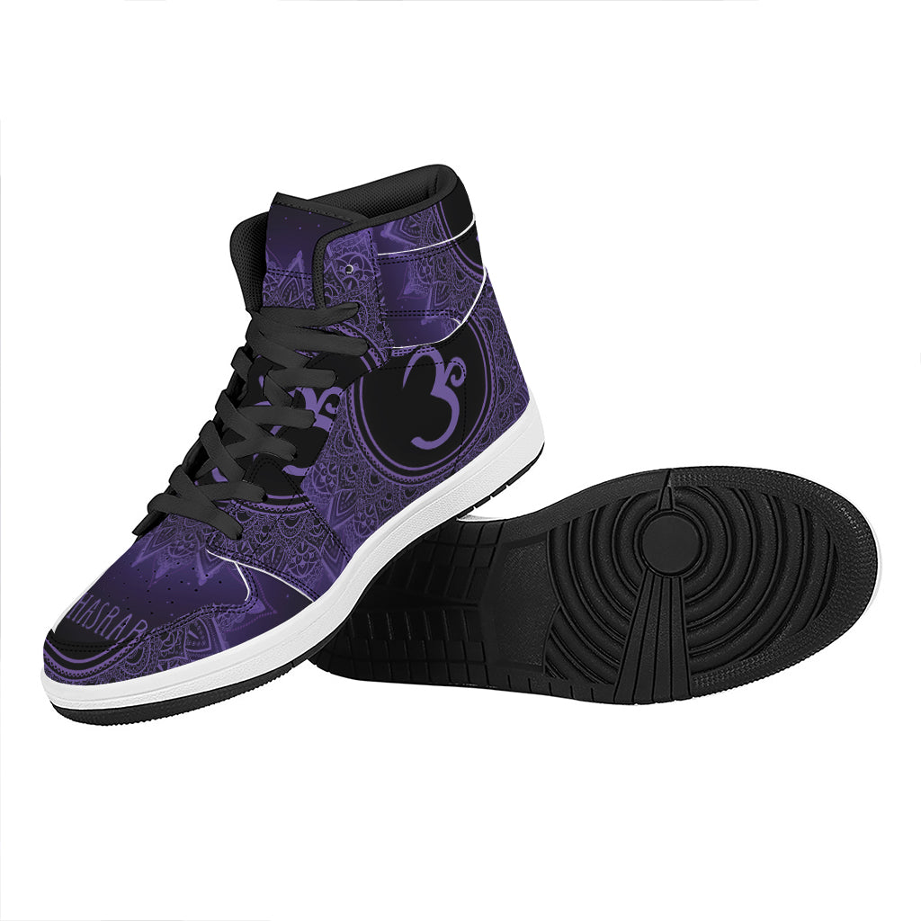 Sahasrara Chakra Symbol Print High Top Leather Sneakers