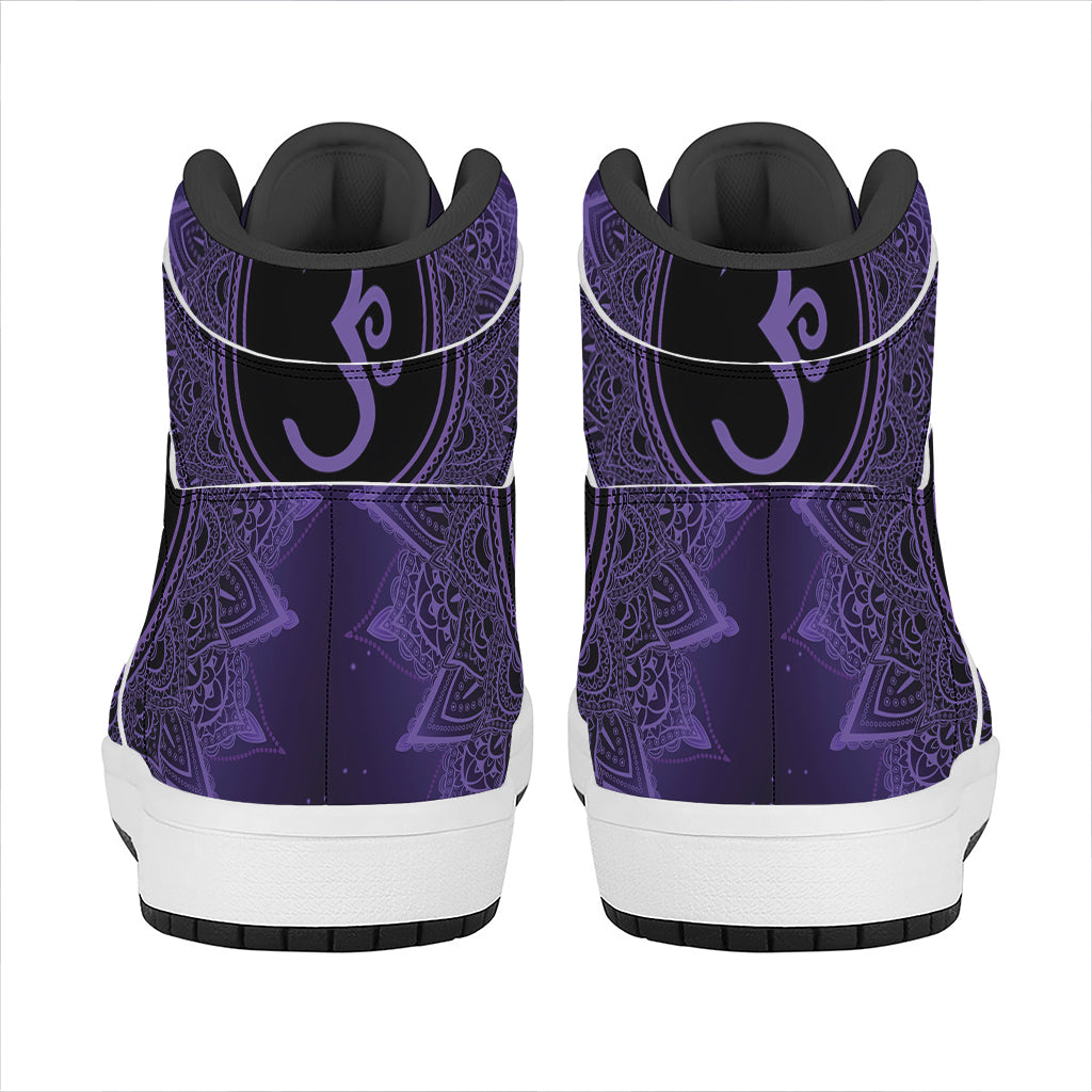 Sahasrara Chakra Symbol Print High Top Leather Sneakers
