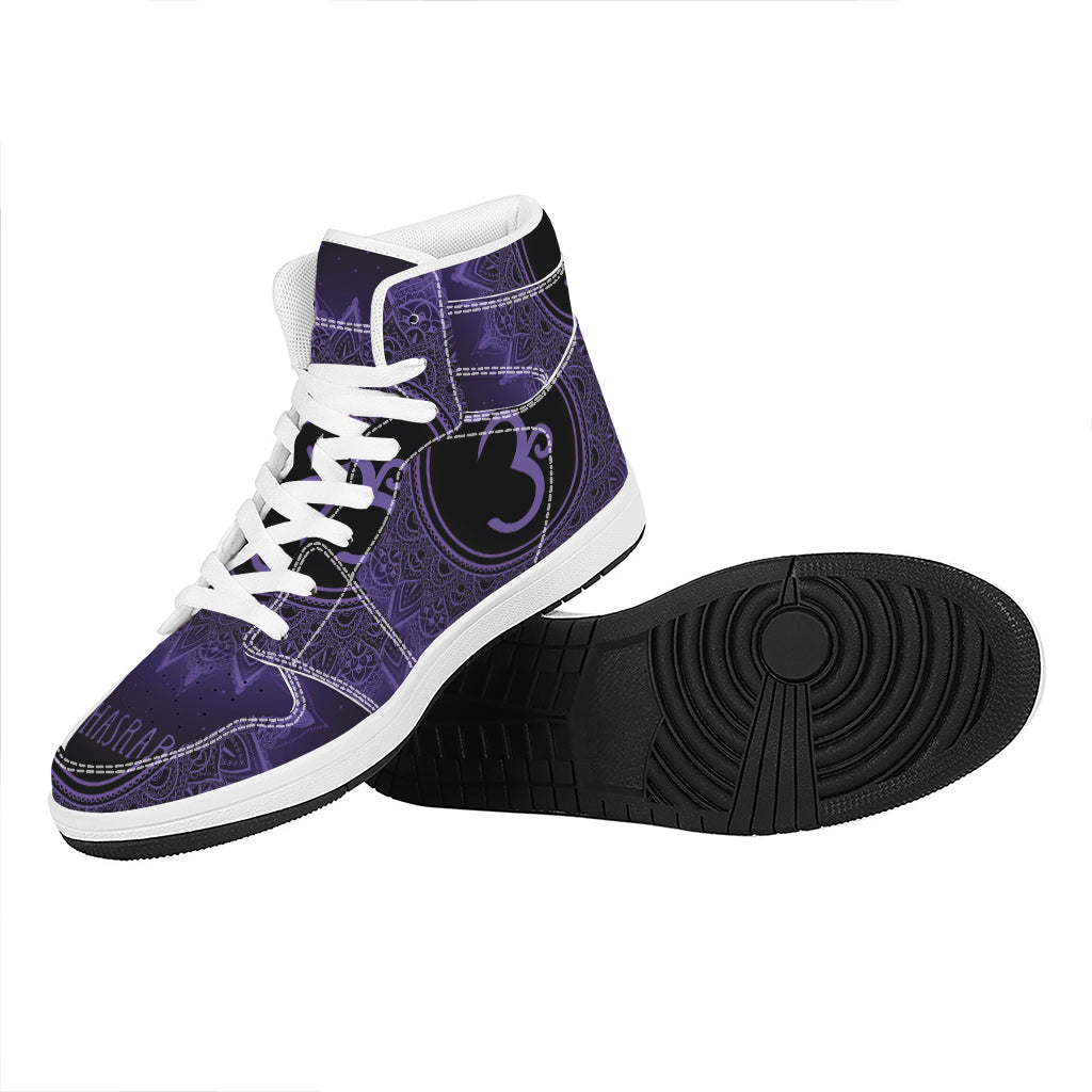 Sahasrara Chakra Symbol Print High Top Leather Sneakers