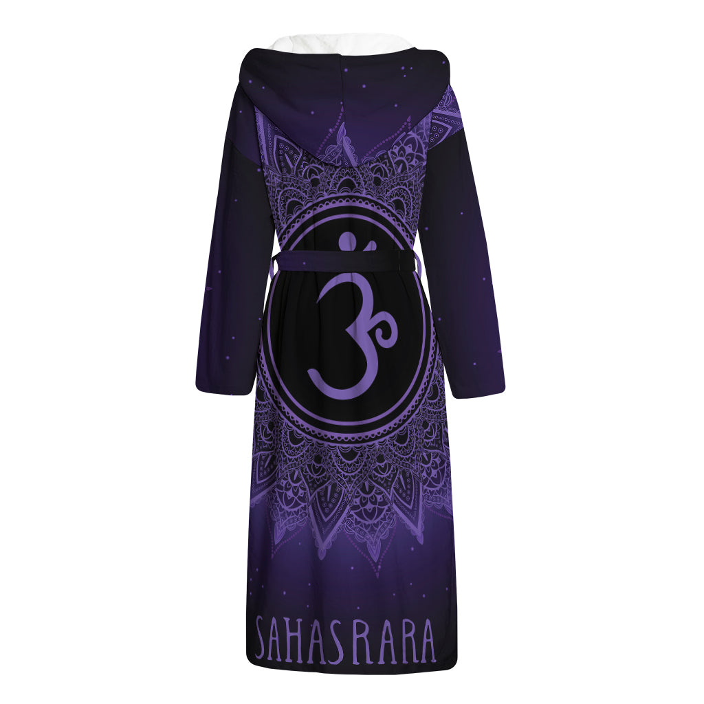 Sahasrara Chakra Symbol Print Hooded Bathrobe