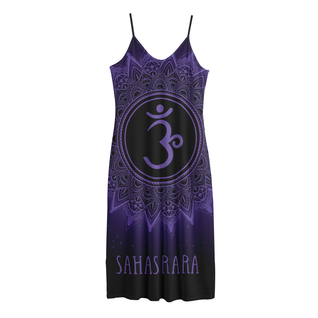 Sahasrara Chakra Symbol Print Jersey Midi Cami Dress