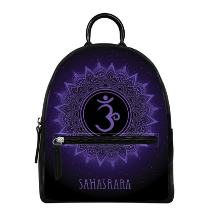 Sahasrara Chakra Symbol Print Leather Backpack