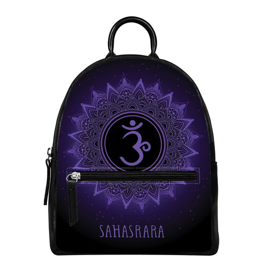Sahasrara Chakra Symbol Print Leather Backpack