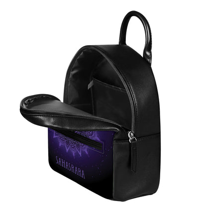 Sahasrara Chakra Symbol Print Leather Backpack