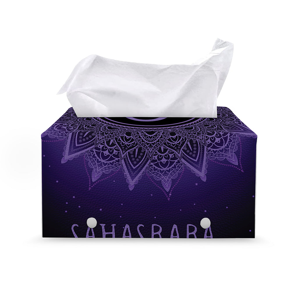Sahasrara Chakra Symbol Print Leather Tissue Box Cover