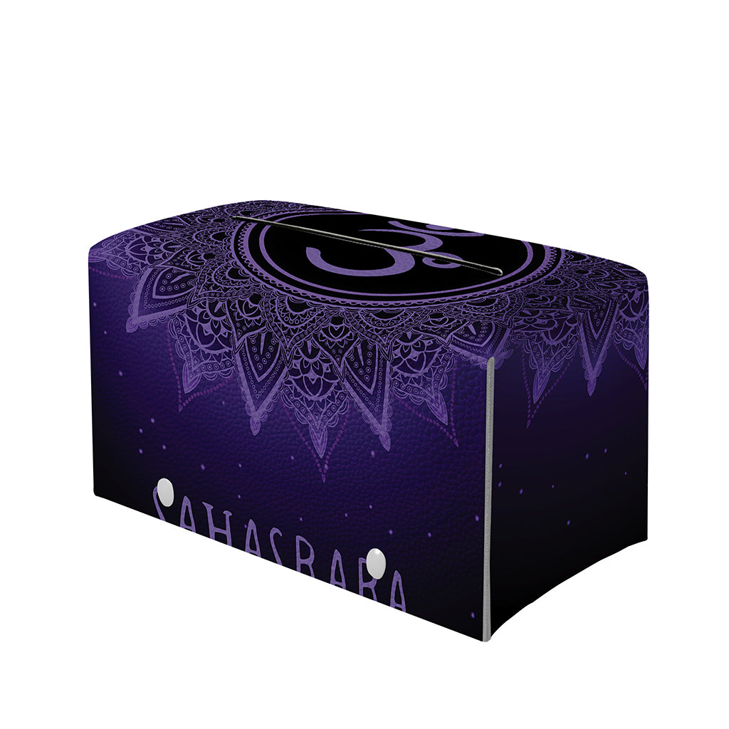 Sahasrara Chakra Symbol Print Leather Tissue Box Cover