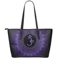 Sahasrara Chakra Symbol Print Leather Tote Bag With Zipper
