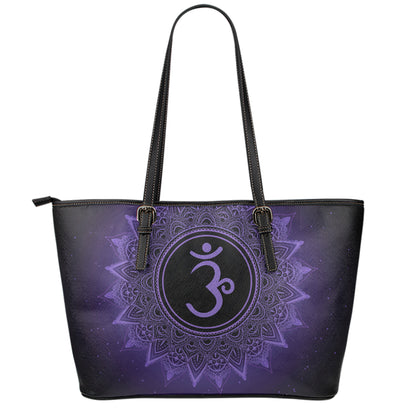 Sahasrara Chakra Symbol Print Leather Tote Bag