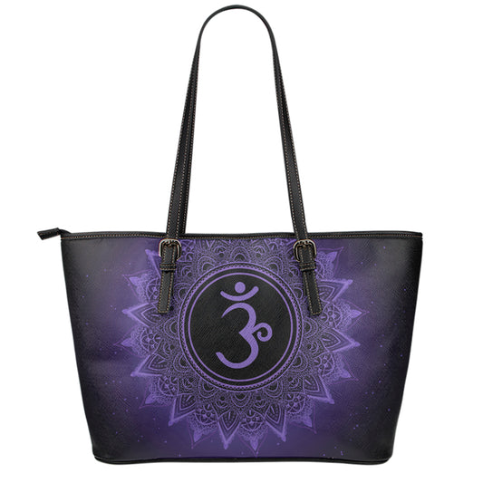 Sahasrara Chakra Symbol Print Leather Tote Bag