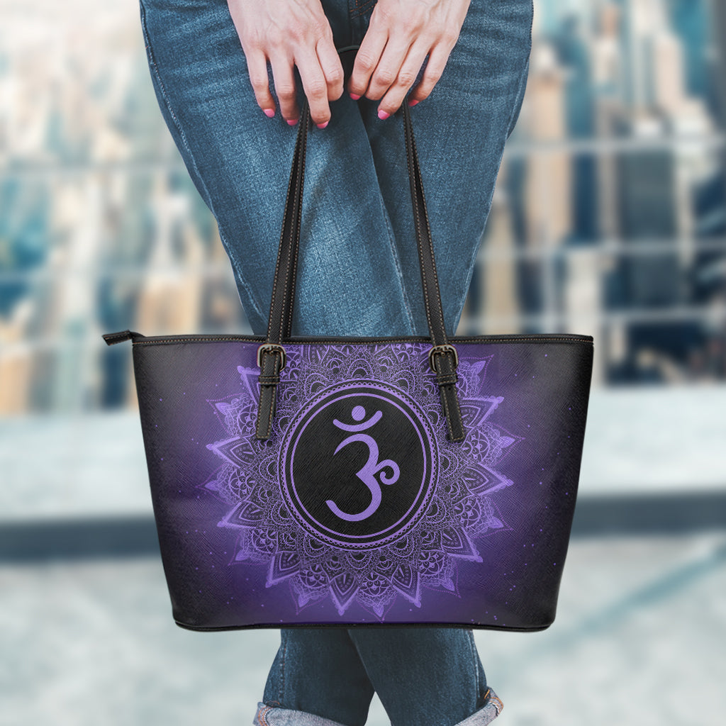 Sahasrara Chakra Symbol Print Leather Tote Bag