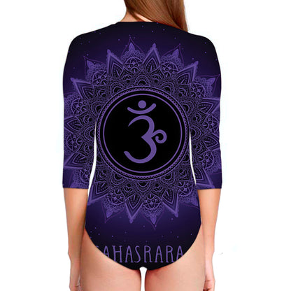 Sahasrara Chakra Symbol Print Long Sleeve Swimsuit