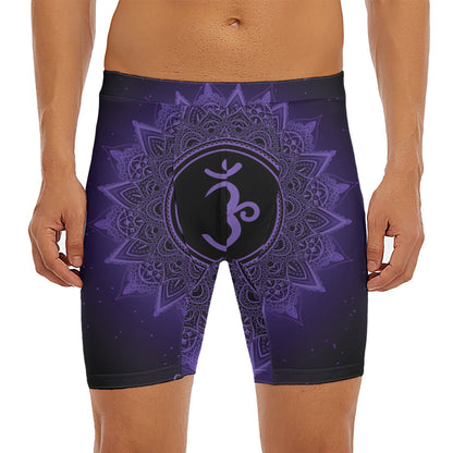 Sahasrara Chakra Symbol Print Men's Long Boxer Briefs