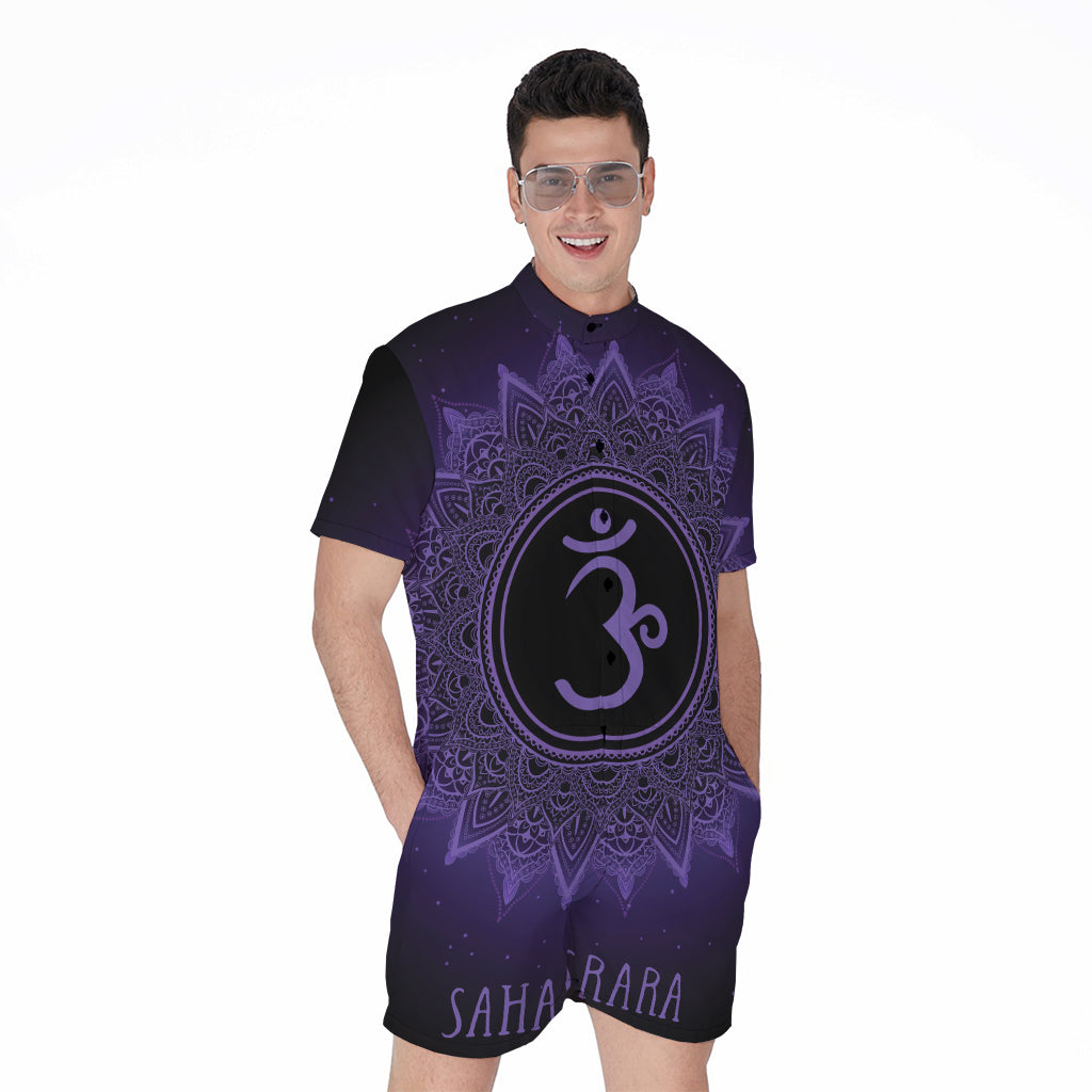 Sahasrara Chakra Symbol Print Men's Rompers