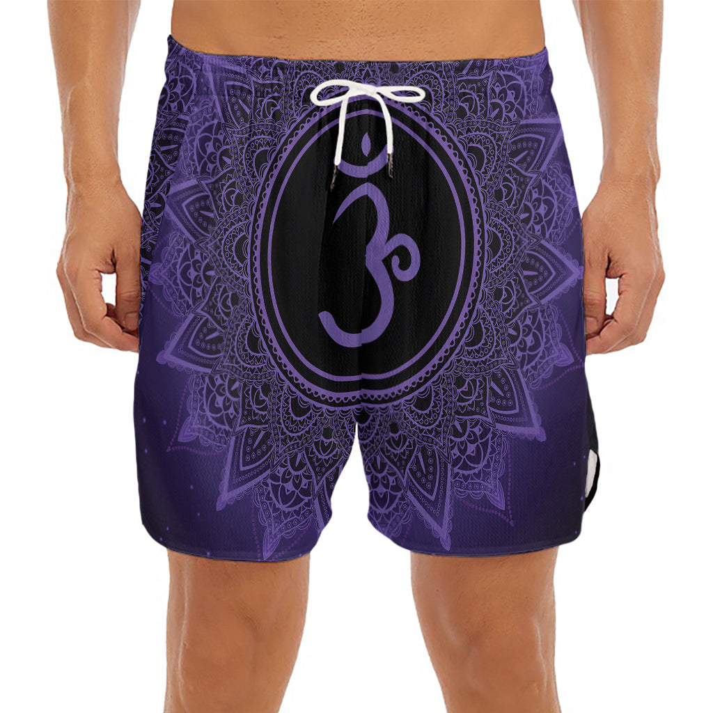Sahasrara Chakra Symbol Print Men's Split Running Shorts