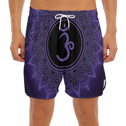 Sahasrara Chakra Symbol Print Men's Split Running Shorts