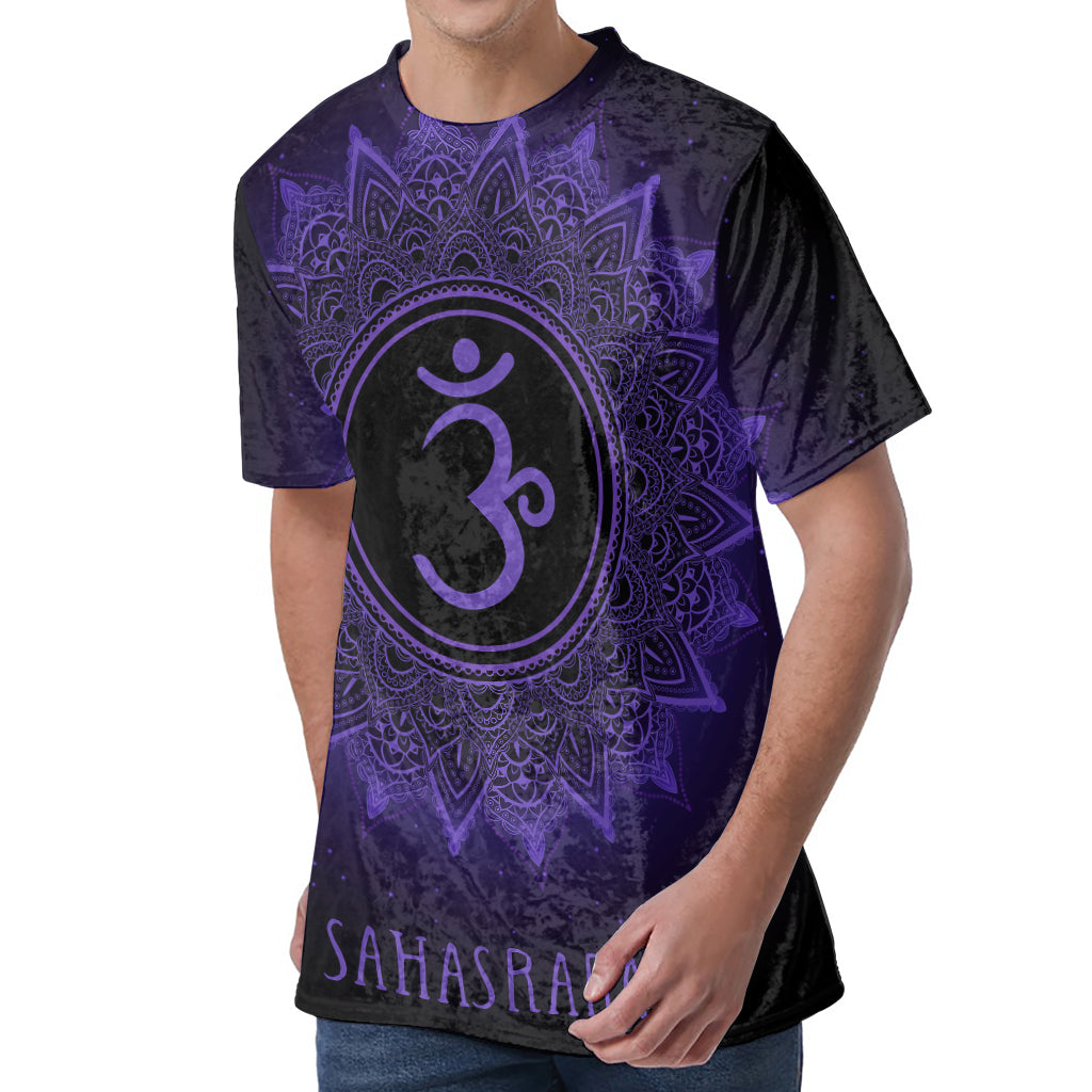 Sahasrara Chakra Symbol Print Men's Velvet T-Shirt