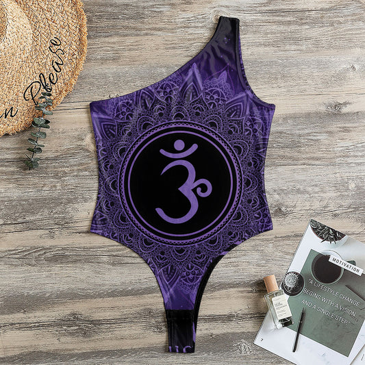 Sahasrara Chakra Symbol Print One Shoulder Bodysuit