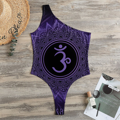 Sahasrara Chakra Symbol Print One Shoulder Bodysuit