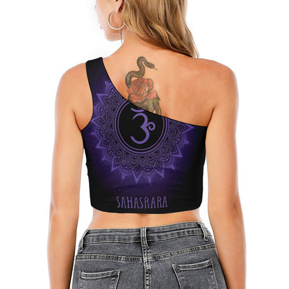 Sahasrara Chakra Symbol Print One Shoulder Crop Top